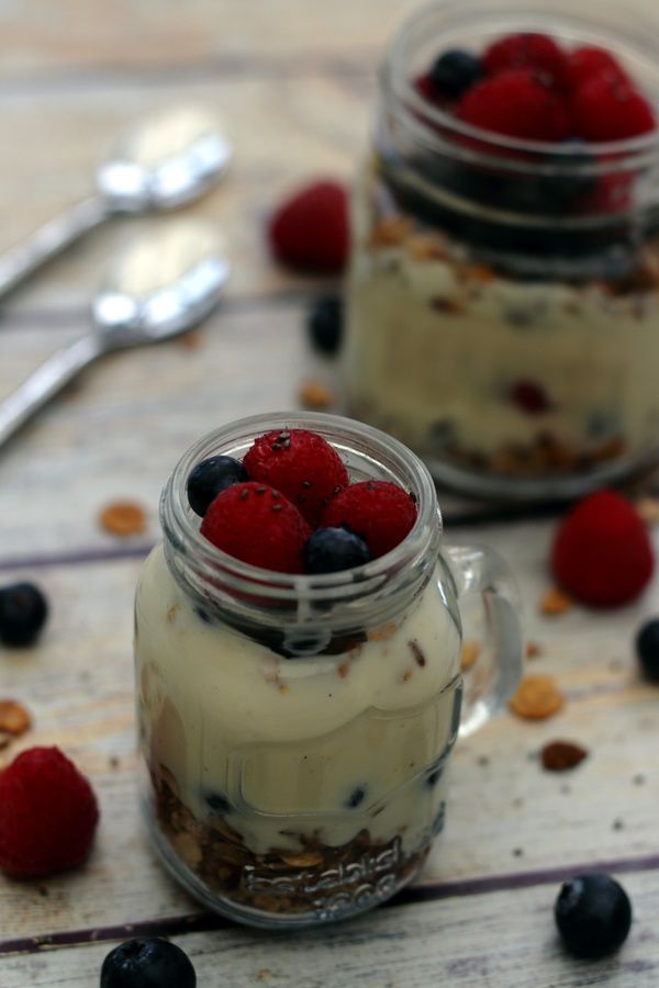 verrine petit déjeuner muesli et fruits