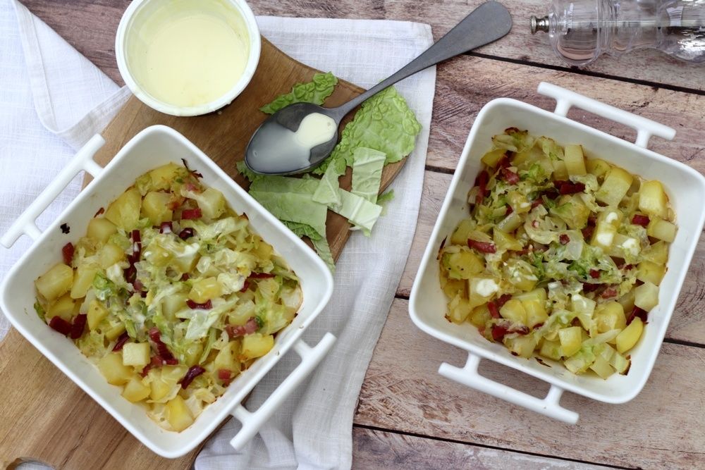 Gratin De Pommes De Terre Et Chou Au Bacon Et Cancoillotte