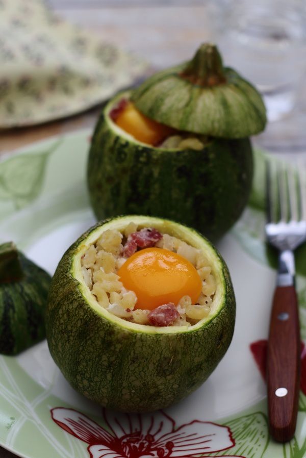 Courgettes rondes farcies façon carbonara - Amandine Cooking