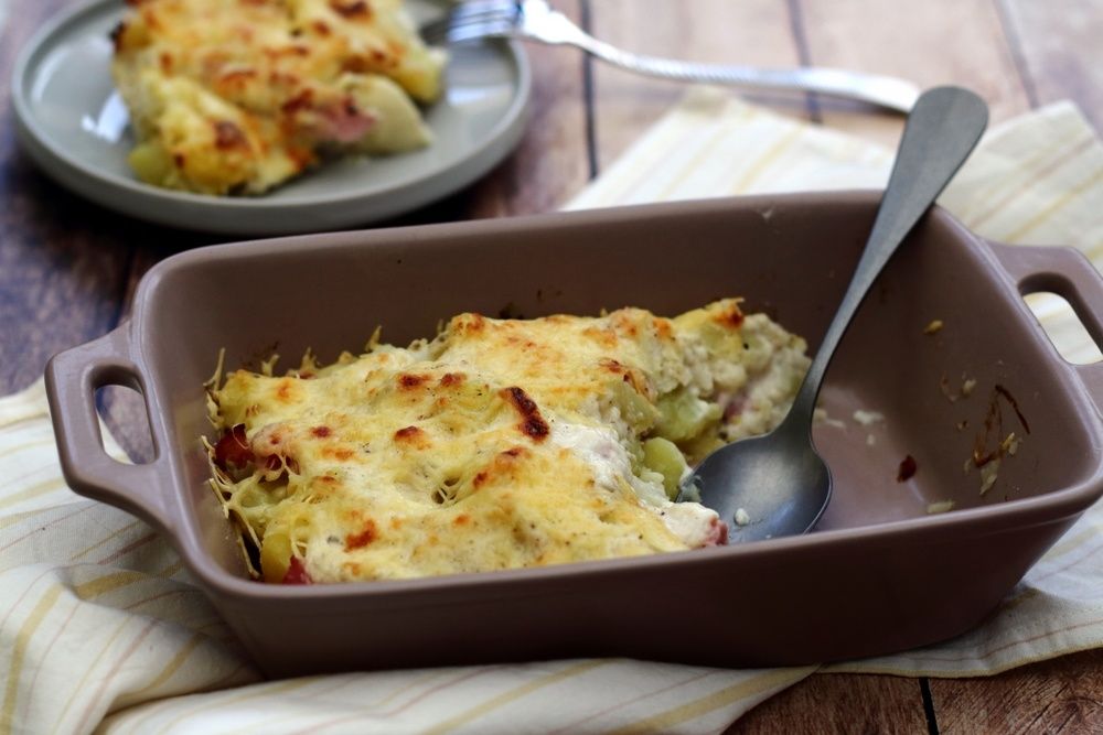 Gratin de chou fleur et pommes de terre au jambon et béchamel ...