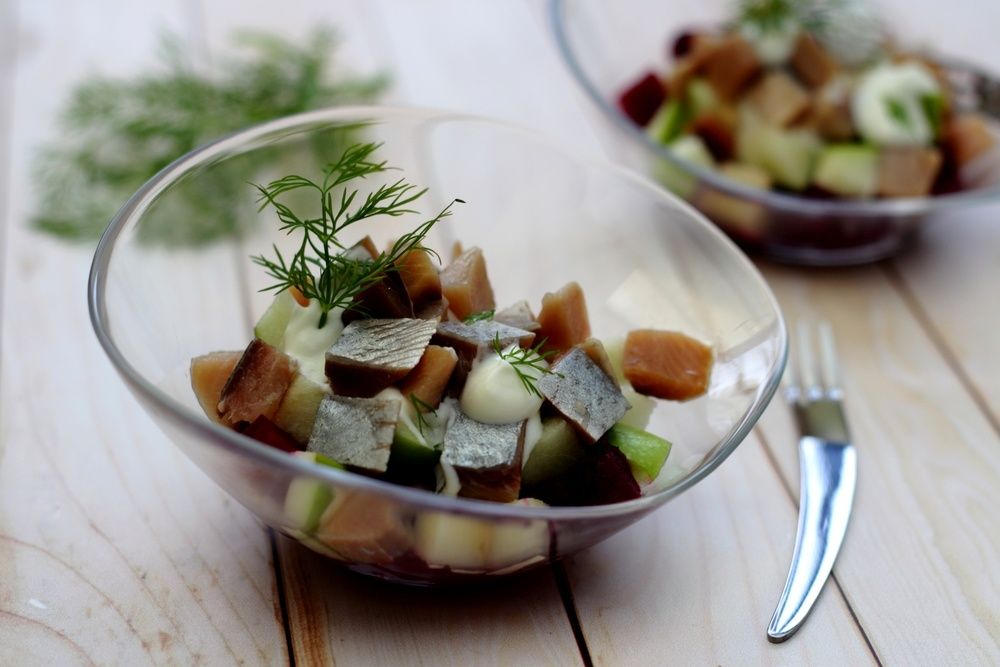 Salade De Hareng Fume Betterave Et Granny Smith Amandine Cooking