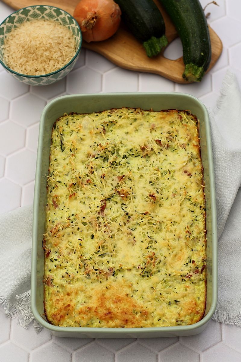 Gratin de riz aux courgettes râpées et jambon - Amandine Cooking