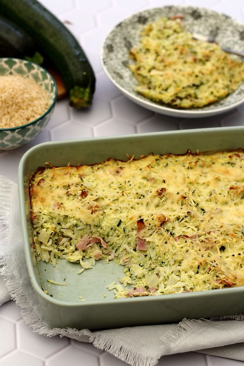 Gratin de riz aux courgettes râpées et jambon - Amandine Cooking