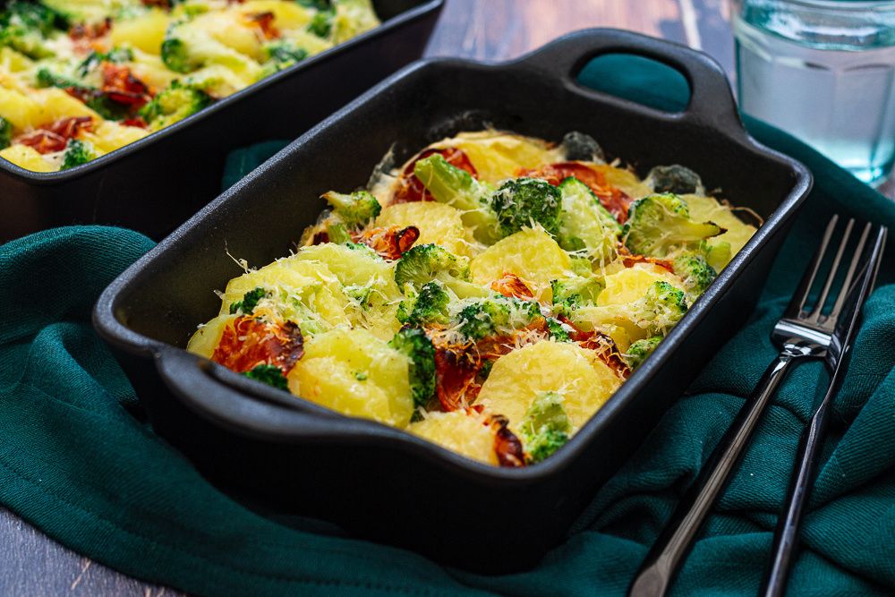 Gratin de pommes de terre au brocoli et chorizo - Amandine Cooking