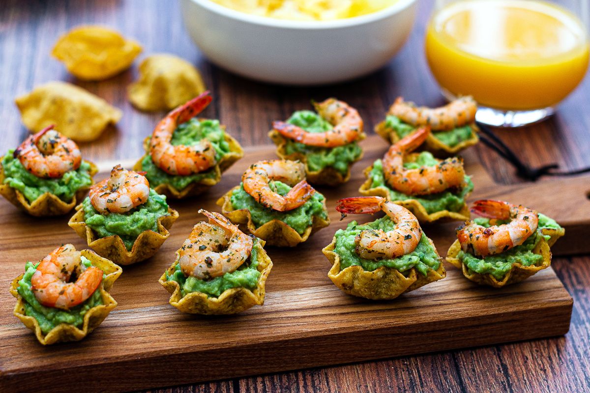 Mini-tartelettes apéritives au guacamole et crevettes - Amandine