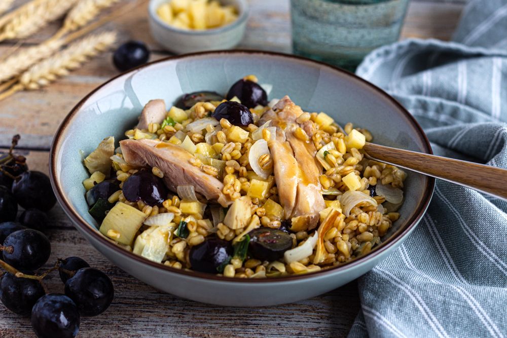 poêlée blé poulet