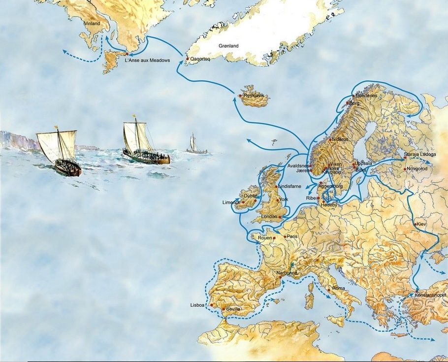 Les voyages des Vikings. Source: https://www.drakenhh.com/ comme les autres images de cet article (sauf celle de l'épée).