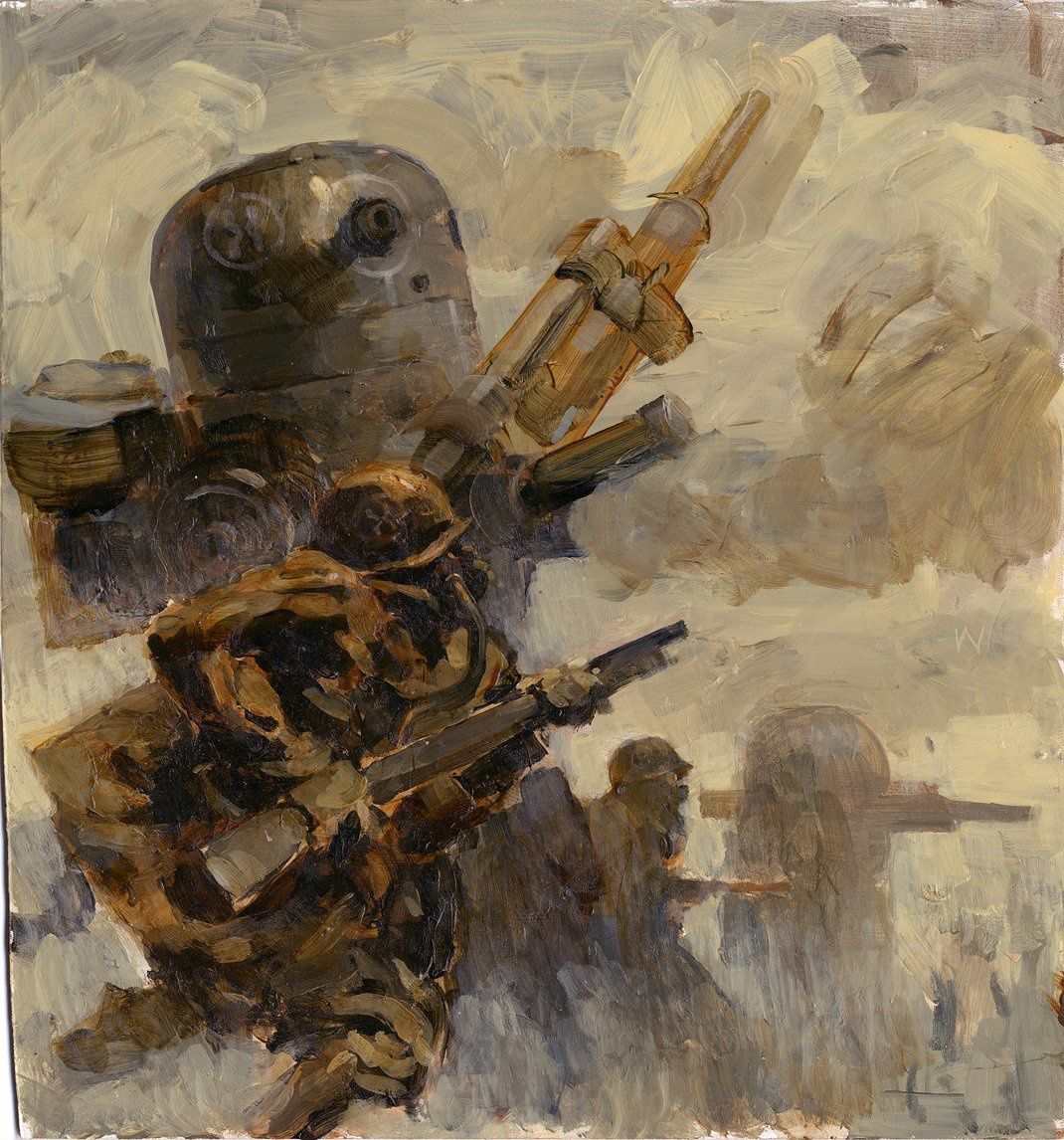 Peinture de robots dans la guerre mondiale par Ashley Wood