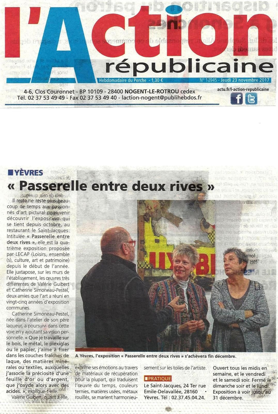 « Passerelle entre deux rives » actuellement au Saint-Jacques