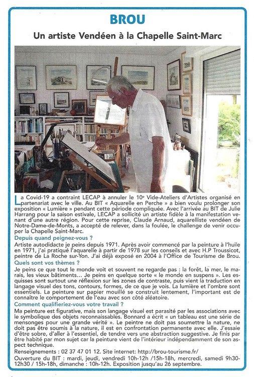 L'aquarelliste Claude Arnaud expose à la chapelle Saint-Marc