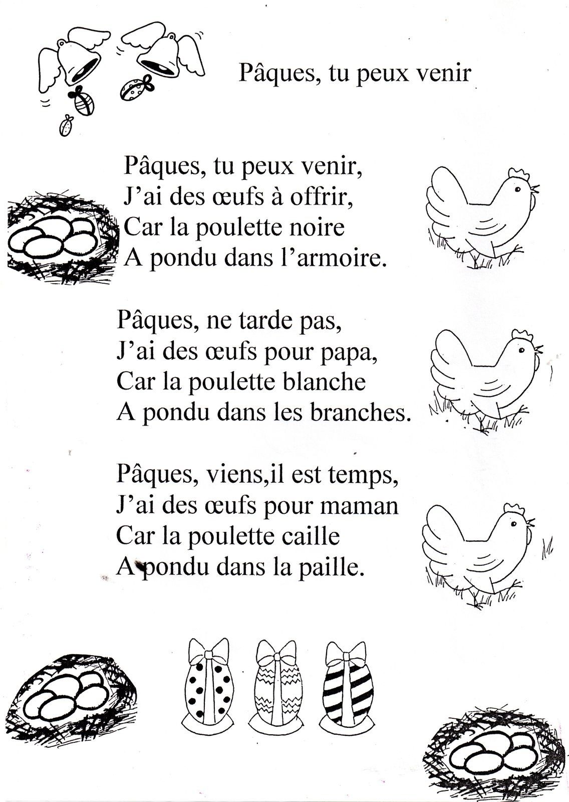 Poésie Lapin De Pâques Maternelle Comptines, poésies maternelle - Point de croix : bavoirs, sorties de bain...