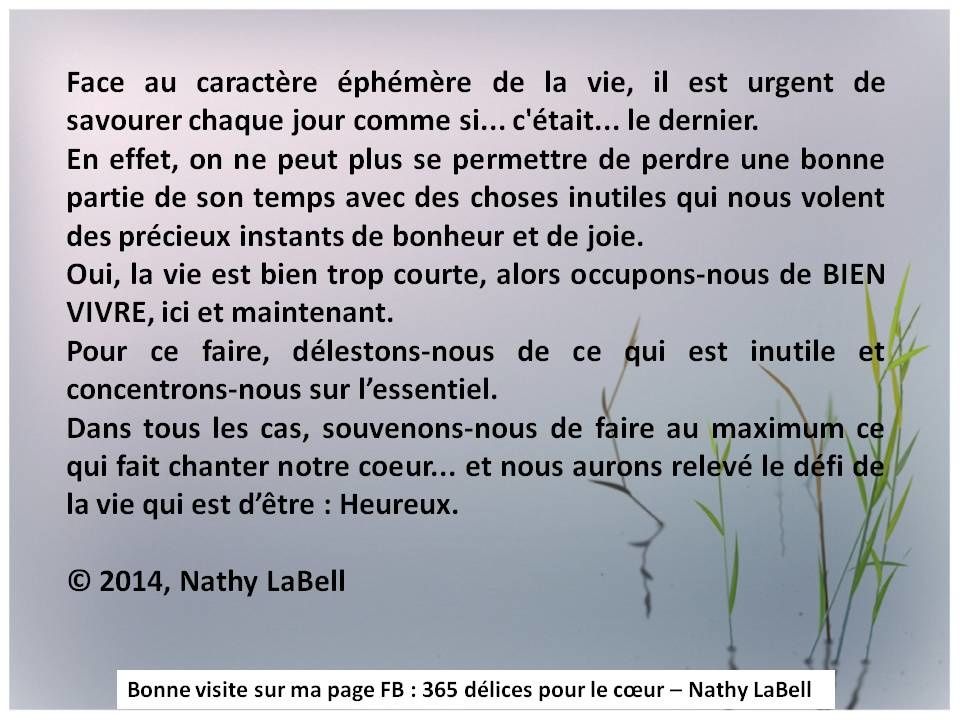 La vie est éphémère...