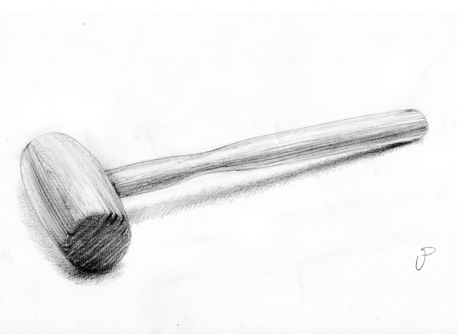 Maillet en bois / croquis au crayon 21x29,7 cm