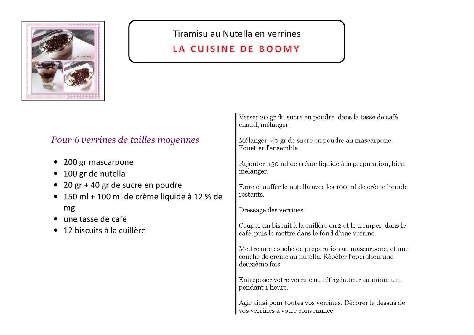 Tiramisu au Nutella en verrines