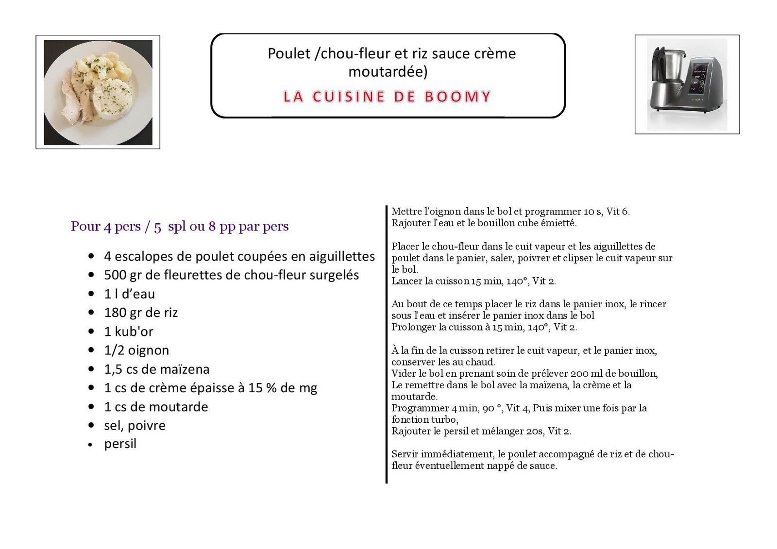 Chou fleur vapeur - Recette i-Cook'in