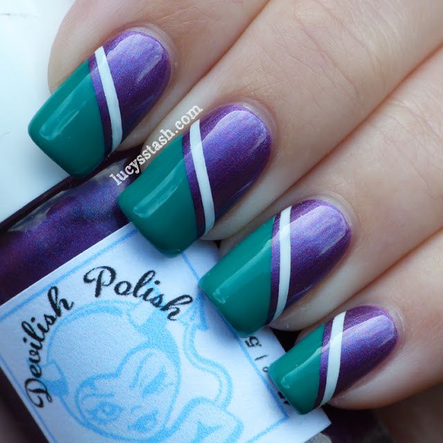 Wimbledon nail art tape manicure featuring KIKO and OPI