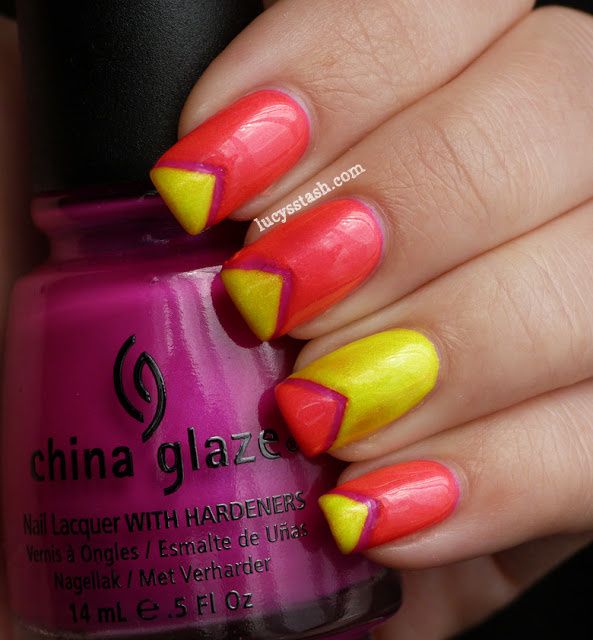 Lucy's Stash: Summer Chevrons manicure feat. China Glaze Beach Cruise-r, Sun-kissed and Love’s A Beach