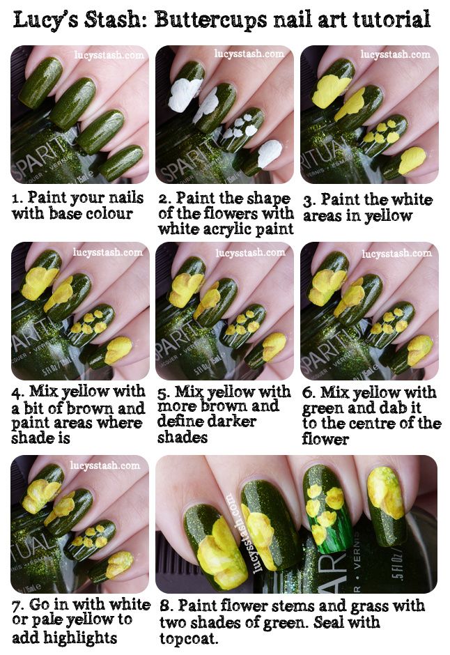 Lucy's Stash - Buttercups nail art manicure tutorial. Featuring SpaRitual Optical Illusion