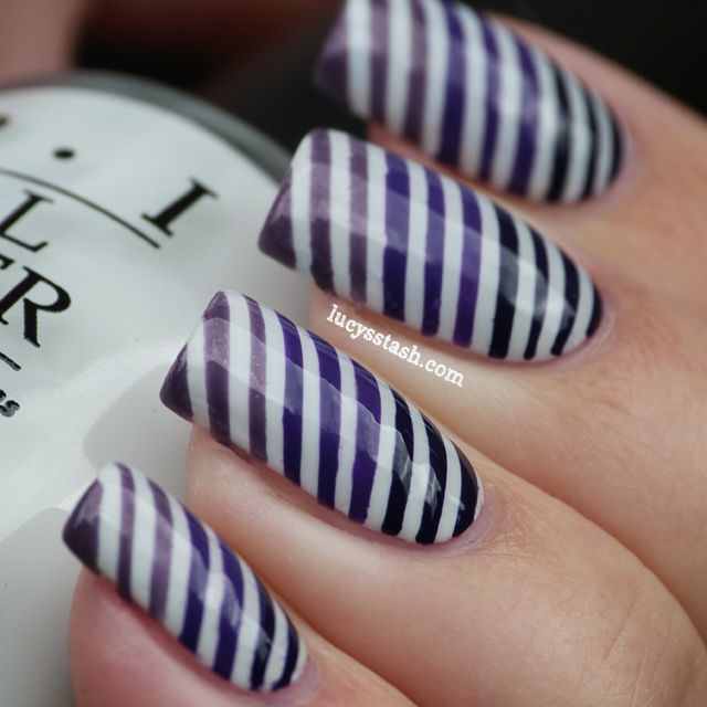 Lucy's Stash - Gradient purple stripes nail art