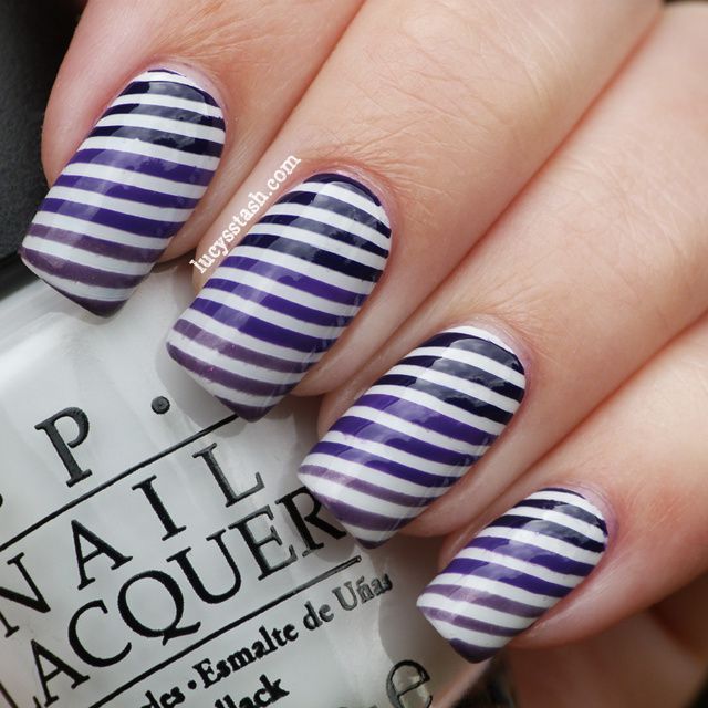 Gradient purple stripes nail art with video tutorial! - Lucy's Stash Gradient purple stripes nail art with video tutorial! - Lucy's Stash