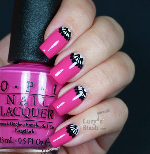 Lucy's Stash - hot pink half-moon manicure