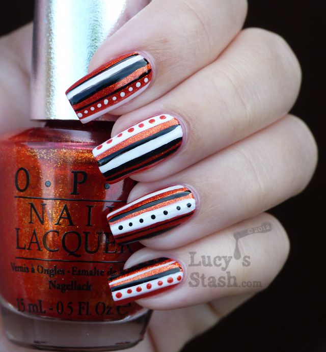 Freehand striped manicure with OPI DS Luxurious - Lucy's Stash