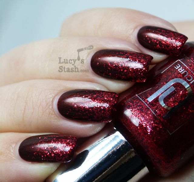 Lucy's Stash - HJ Manicure Ruby Red Glitter over Disco