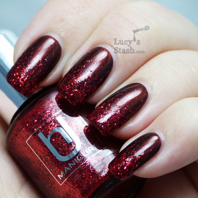 Lucy's Stash - HJ Manicure Ruby Red Glitter over Disco