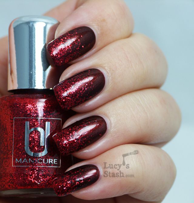 Lucy's Stash - HJ Manicure Ruby Red Glitter over Disco