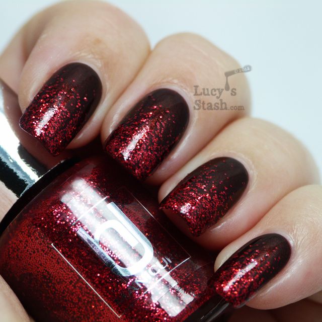 Lucy's Stash - HJ Manicure Ruby Red Glitter over Disco