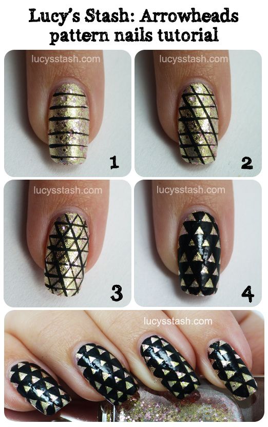 Lucy's Stash - Arrowheads patterned nail art Tutorial