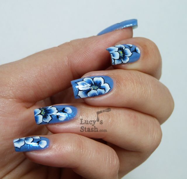 Lucy's Stash - Blue one stroke flowers