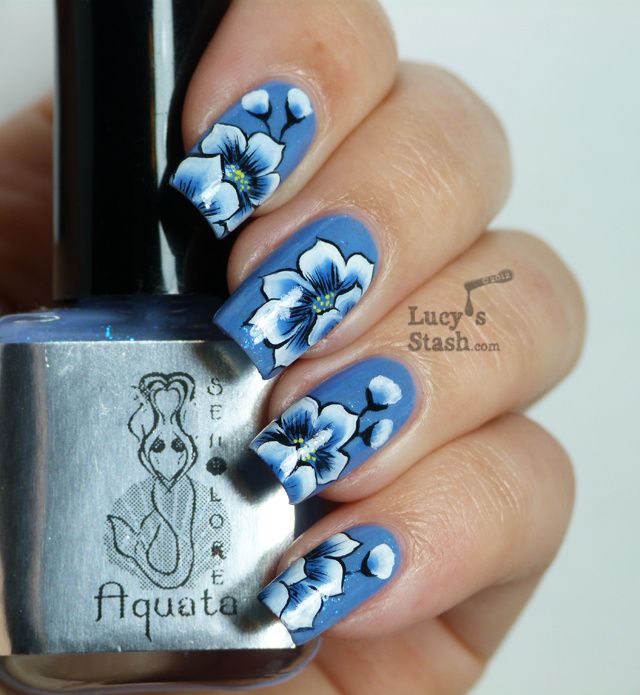 Lucy's Stash - Blue one stroke flowers