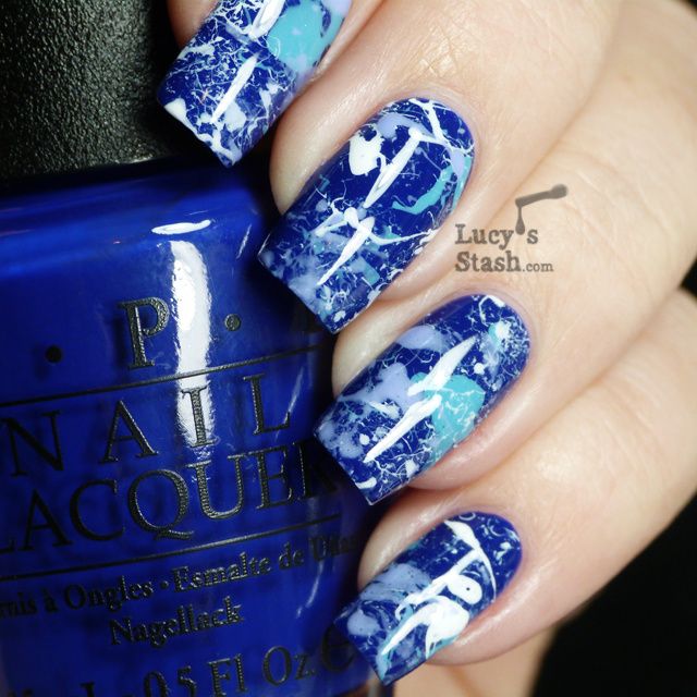 Splatter Manicure featuring OPI Euro Centrale colours. Includes ...