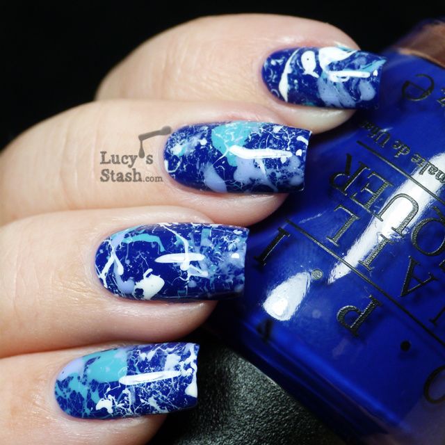 Splatter Manicure featuring OPI Euro Centrale colours. Includes ...