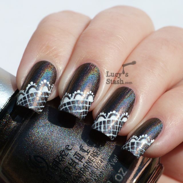 Lucy's Stash - China Glaze Galactic Gray lace nails