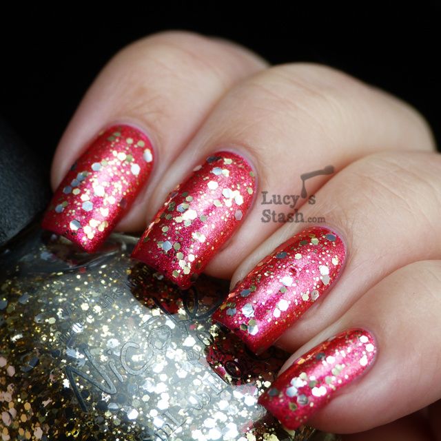 Lucy's Stash - Nicole By OPI Kissed At Midnight over Scarlett