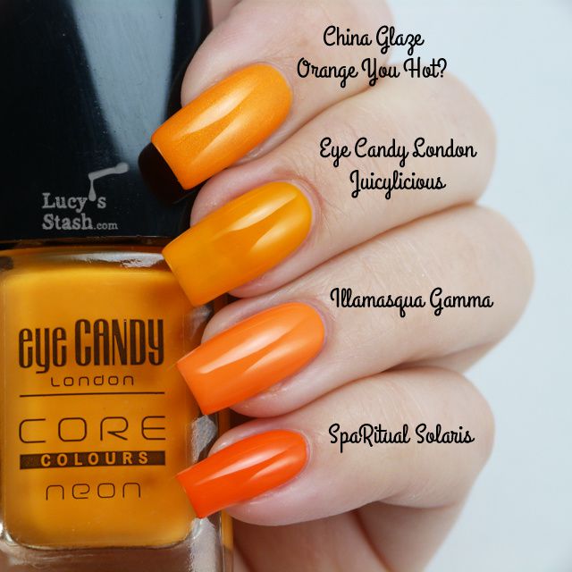 Lucy's Stash - Comparison of neon orange polishes