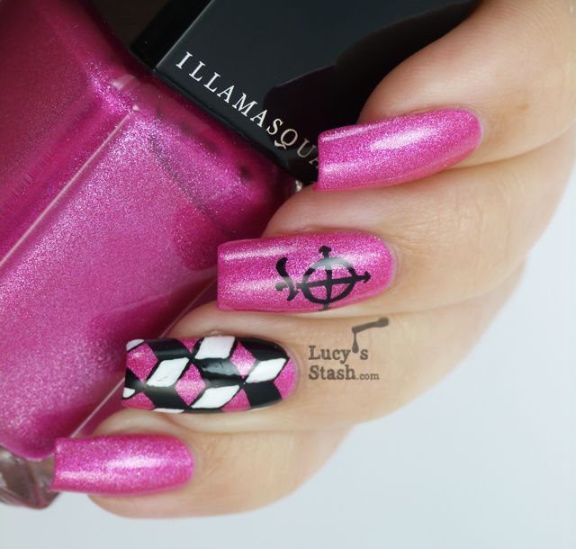 Lucy's Stash - Cube Nail art over Illamasqua Ouija, UV glowing nail polish