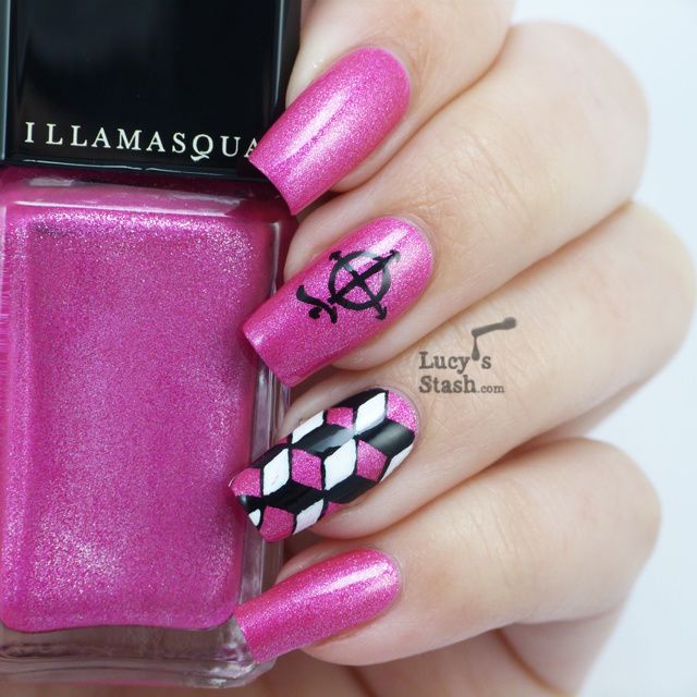 Lucy's Stash - Cube Nail art over Illamasqua Ouija, UV glowing nail polish