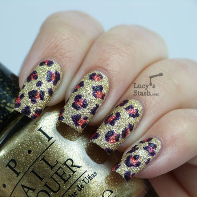 Lucy's Stash - Textured Leopard Print Nail Art feat. OPI Bond Girls Liquid Sand collection polishes