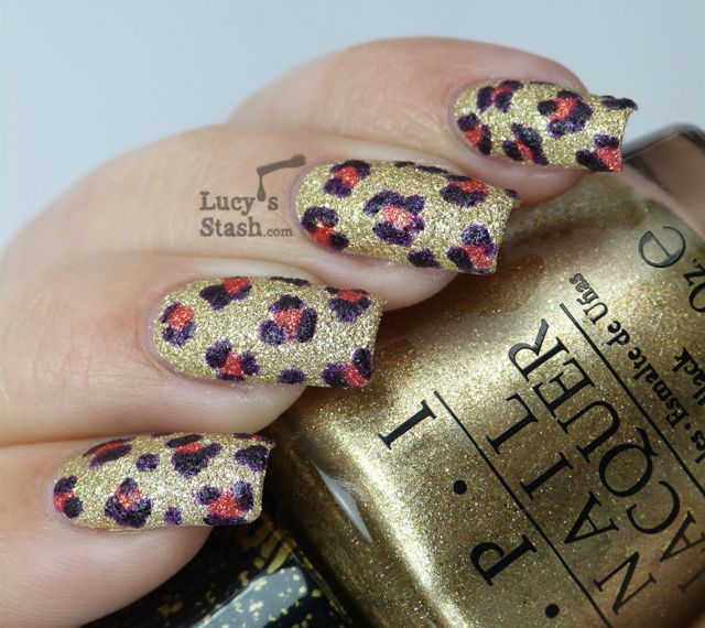 Textured Leopard Print Nail Art feat. OPI Bond Girls Liquid Sand ...