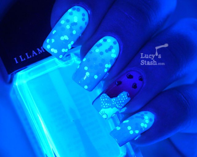 Lucy's Stash - OPI Couture de Minnie Nail Art with Illamasqua Geist UV glow topcoat