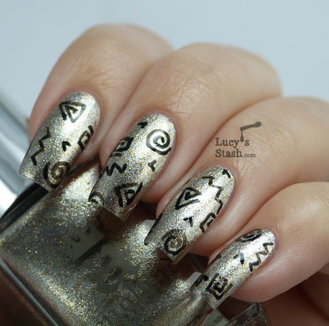 Lucy's Stash - Doodle Nail Art over A England Excalibur (revamped)