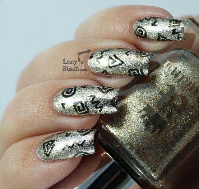 Lucy's Stash - Doodle Nail Art over A England Excalibur (revamped)