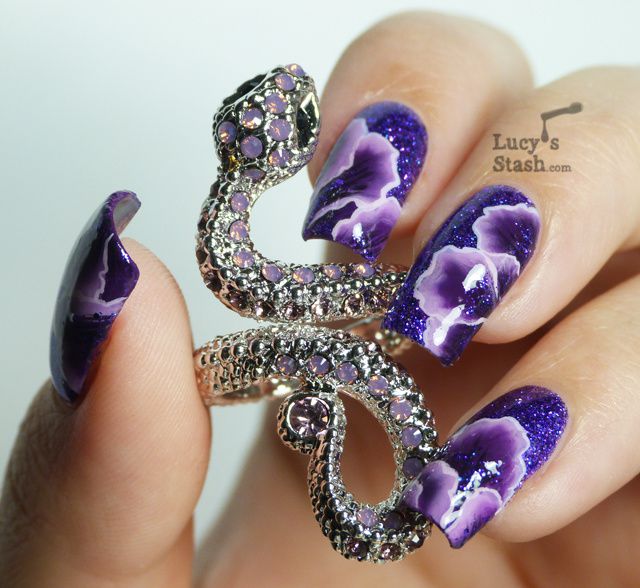 One Stroke Abstract Purple Petals with Tutorial feat Talullah Tu Misha Lilac Crystal Snake Ring