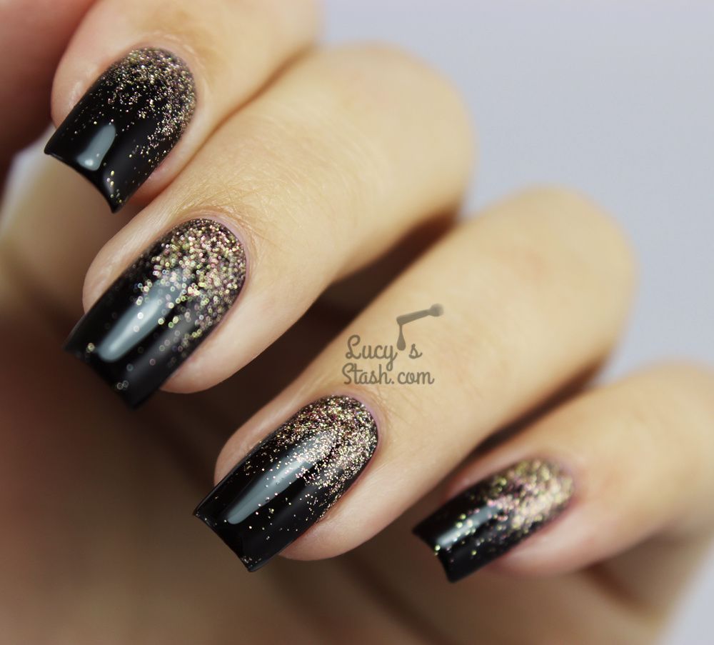 Polish or Perish: Silver glitter gradient over nude nails