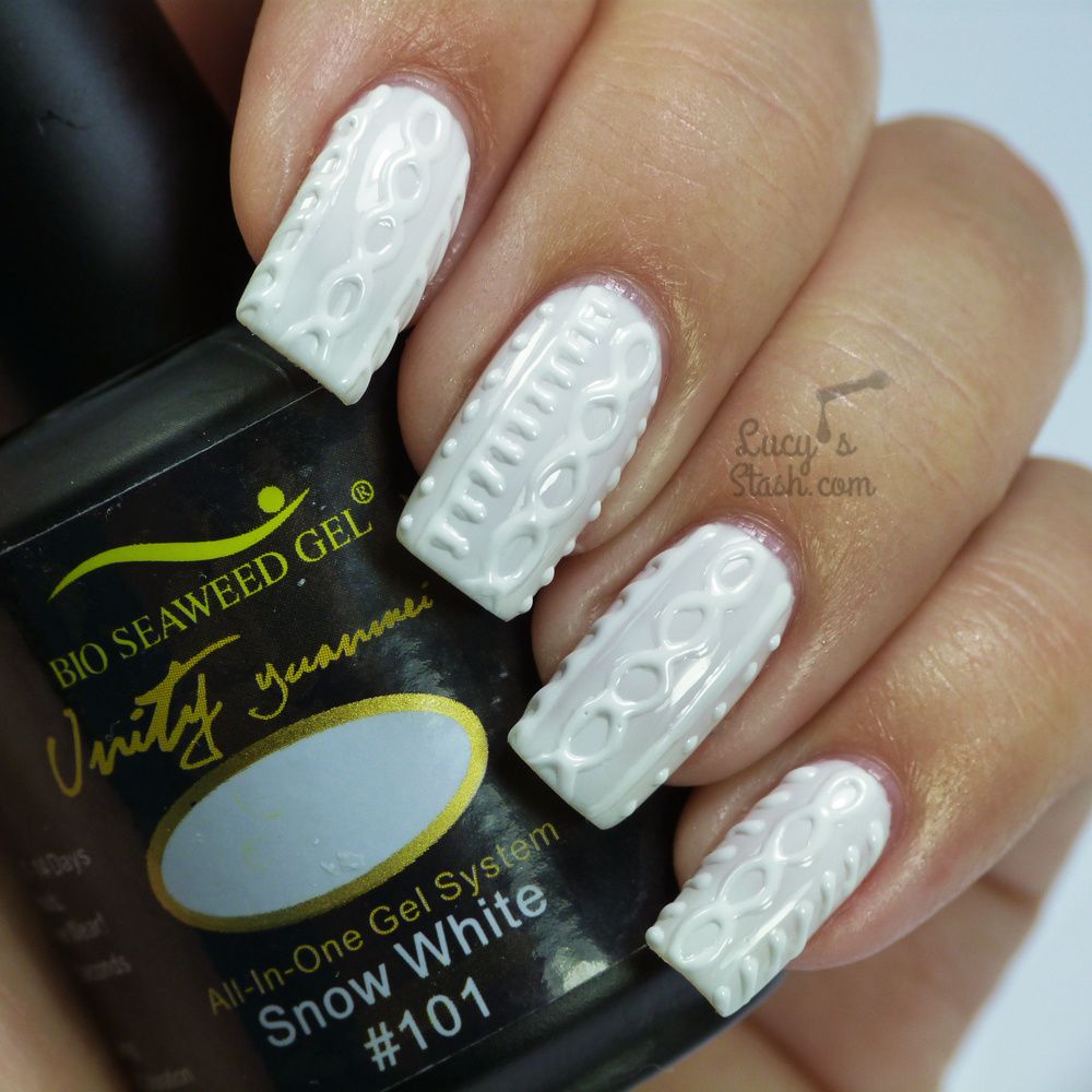 White Jumper Nails with Bio Seaweed Gel | Cable Knit Nail Art - Lucy's Stash