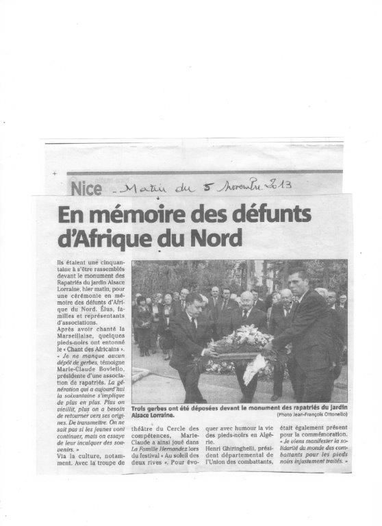 En Mémoire des défunts D'Afrique du Nord