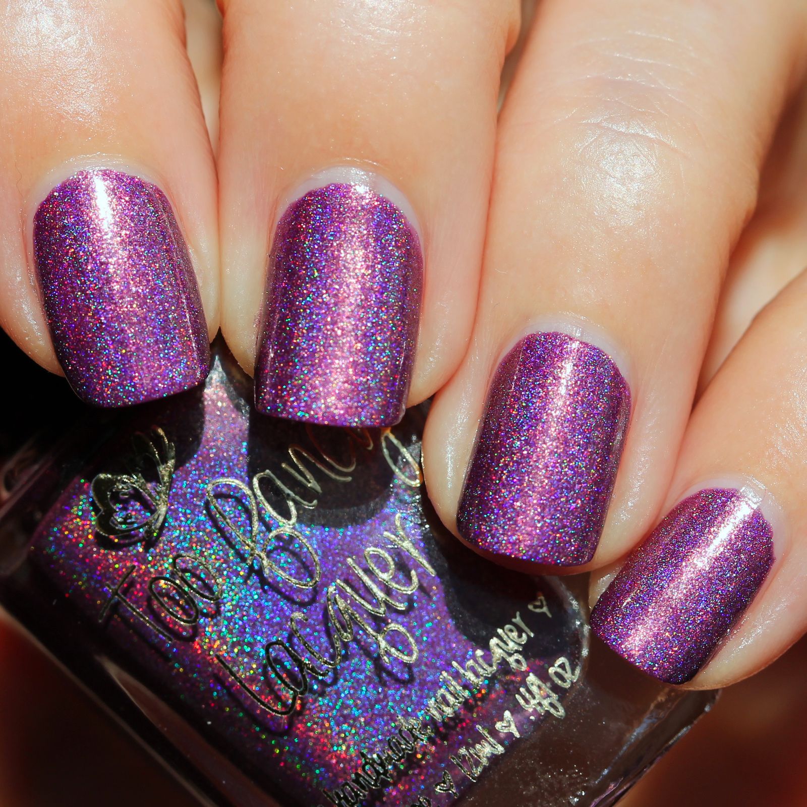 Too Fancy Lacquer Purple Spotted Heart (2 coats, no top coat)